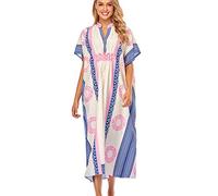 YOUKD Abito Estivo da Donna Lungo Caftano Maxi Bohemien Copricostume da Spiaggia Bikini Robe Loungewear Taglia Unica