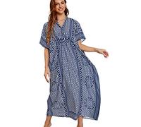 YOUKD Abito Estivo da Donna Lungo Caftano Maxi Bohemien Copricostume da Spiaggia Bikini Robe Loungewear Taglia Unica