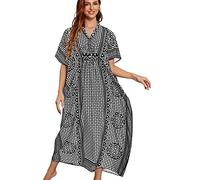 YOUKD Abito Estivo da Donna Lungo Caftano Maxi Bohemien Copricostume da Spiaggia Bikini Robe Loungewear Taglia Unica