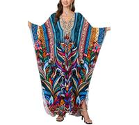 YouKD Abito lungo caftano estivo bohémien spazioso abito da spiaggia coprire plus size abito da donna, F Colore 0, Taglia unica