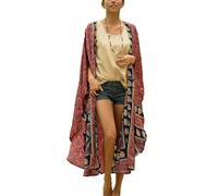 YOUKD Abito Lungo da Donna con Copricostume da Spiaggia con Cardigan Lungo Kimono Boemo
