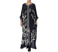 YOUKD Abito Lungo da Donna in Cotone Estivo con Motivo Floreale Lungo Caftano Bohémien