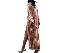 YouKD - Abito lungo da donna, in stile bohémien, con maxi abito da spiaggia e kimono, taglia unica, B Light Red, Taglia unica