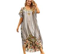YouKD Caftano da donna Maxi Bohemian Abito Beach Bikini Vestaglia lunga Kimono Loungewear taglia unica