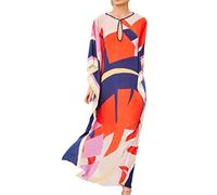 YOUKD Caftano Floreale con Stampa di Cotone Estivo Bikini da Spiaggia Boho Coprire Il Vestito Abito Taglie Forti da Donna