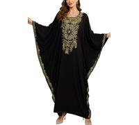 YouKD Caftano floreale ricamato, bohémien, costume da spiaggia, copricostume lungo da donna