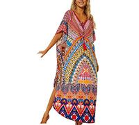 YOUKD Caftano Lungo Estivo Bohémien Abito Bikini Cover up Mare Plus Size Abito da Donna