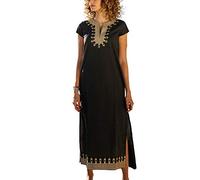 YOUKD Caftano Sciolto Floreale Ricamato in Cotone Bikini Boho Beach Copri Il Vestito Taglia Grossa Loungewear per Le Donne