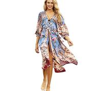 YOUKD Cardigan in Cotone da Donna Kimono Lungo Boemo Costume da Bagno da Spiaggia Coprire Il Vestito Abito Taglie Forti