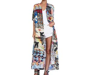 YOUKD Cardigan in Cotone da Donna Kimono Lungo Boemo Costume da Bagno da Spiaggia Coprire Il Vestito Abito Taglie Forti