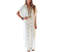 YOUKD Cotone Svasato Floreale Sciolto Caftano Boho Beach Bikini Copri Il Vestito Taglia Grossa Loungewear per Le Donne