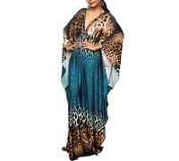 YOUKD Floreale estivo Caftano largo Boho Beach Bikini Abito da sera di grandi dimensioni per donna, A Leopardo, Taglia unica