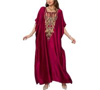 YouKD, Kaftano estivo lungo e ricamato, in stile bohémien, adatto come kimono, abito da spiaggia, copricostume, ampio, da donna, Etichettalia unica