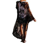 YOUKD Kimono da Donna Lungo in Pizzo con Cardigan in Cotone Trasparente Costumi da Bagno da Spiaggia