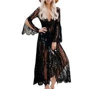 YOUKD Kimono da Donna Lungo in Pizzo con Cardigan in Cotone Trasparente Costumi da Bagno da Spiaggia