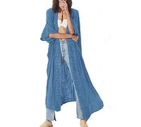 YouKD Kimono lungo da donna, stile boho, cardigan di grandi dimensioni, da spiaggia, copricostume da bagno, D Blu., Etichettalia unica