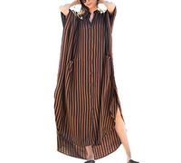 YouKD Maxi abito lungo da donna, bohémien, stile caftano, estivo, adatto come copricostume, C Caffè, Etichettalia unica