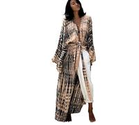 YouKD Maxi Kimono Abito Boho Cardigan Accappatoio Spiaggia Copri Bikini Accappatoi, E Albicocca Nera, Taglia unica