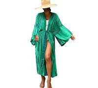 YOUKD Maxi Kimono Vestito Boho Cardigan Abiti Beach Cover-up Bikini Accappatoi, E verde., Taglia unica