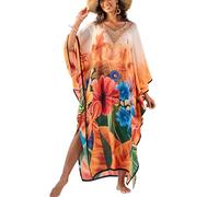 YouKD Pirnt floreale lungo caftano maxi abito da donna taglie forti bikini spiaggia copricostume