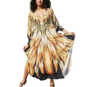 YouKD Pirnt floreale lungo caftano maxi abito da donna taglie forti bikini spiaggia copricostume, B Colore 14, taglia unica