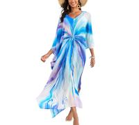 YouKD Pirnt floreale lungo caftano maxi abito da donna taglie forti bikini spiaggia copricostume, D Colore 0, Etichettalia unica