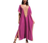 YouKD Wemen Boho lungo caftano abito maxi cardigan taglia unica loungewear bikini copricostume, F rosa., Taglia unica