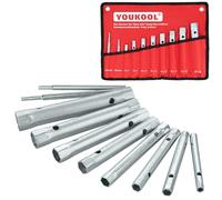 YOUKOOL Set di 10 chiavi a bussola per idraulico, a doppia estremità, per valvole doccia e candele, dimensioni 6-22 mm, con barre Tommy