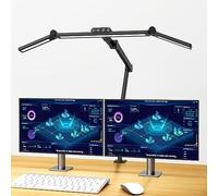 YOUKOYI Lampada da Scrivania a LED, 24W Lampada da Tavolo con Clip, 5 Temperatura Colore 5 Livelli Luminosità Lampada Monitor con Morsetto e Sensore di Luce per Studio, Monitor, Ufficio
