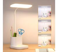 YOUKOYI Lampada da Scrivania a LED, Lampada da Tavolo con Portapenne e Supporto Telefono, Lampada Scrivania Bambini USB Ricaricabile 3 Modalità di Illuminazione per Lettori di Notte, Studio, Regalo