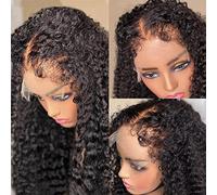 Youleas 180% Density 13x4 Kinky Curly Edges Baby Hair Lace Wig Deep Wave Curly Lace Front Human Hair Wigs Kinky Curly Edges Hairline Transparent HD Lace Frontal Wig (16 pollici)