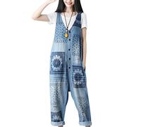 Youlee Donna Annata Denim Tuta Giarrettiere Pantaloni Stile 2 Blu