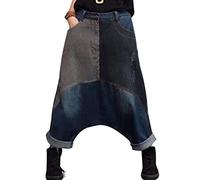 Youlee Donna Crotch Goccia Jeans Pantaloni Harem Pantaloni Grigio Chiaro L