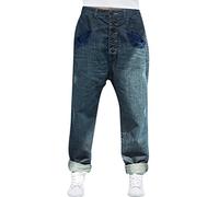 Youlee Donna Elastico in Vita Harem Pantaloni Cotone Jeans M