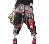 Youlee Donna Elastico Vita Ampia Leg Harem Pantaloni Foro Jeans Style 16 M