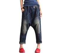 Youlee Donna Elastico Vita Ampia Leg Harem Pantaloni Foro Jeans Style 4 M