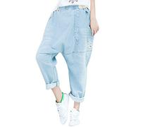 Youlee Donna Elastico Vita Ampia Leg Harem Pantaloni Foro Jeans Style 7 M