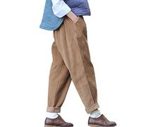 Youlee Donna Elastico Vita Velluto a Coste Pantaloni con Tasche caffè L