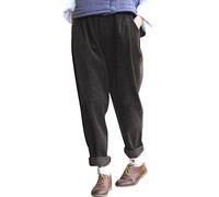 Youlee Donna Elastico Vita Velluto a Coste Pantaloni con Tasche Comal XXL