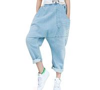 Youlee Donna Estate Patchwork Harem Pantaloni Distrutto Jeans Pantaloni a Gamba Larga Light Blue M