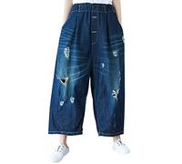 Youlee Donna Estate Patchwork Harem Pantaloni Distrutto Jeans Pantaloni a Gamba Larga Style 3 Embroidered XL