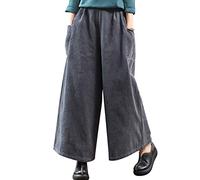 Youlee Donna Inverno Vita Elastica Corduroy Pantaloni Pantaloni a Gamba Larga Style 1 Deep Grey