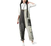 Youlee Donna Pantaloni Larghi Denim Salopette Tutine Pantaloni Style 17 Grey
