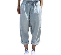 Youlee Donna Vita Elastica Gamba Larga Pantaloni A Strisce Jeans