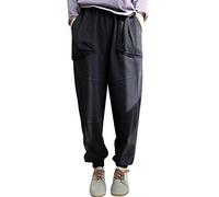 Youlee Donna Vita Elastica Pantaloni Harem Jeans con Tasche Black