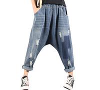 Youlee Donna Vita Elastica Pantaloni Harem Jeans di Cotone Style 2