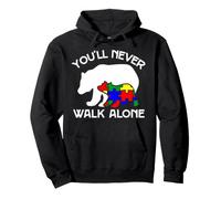 Youll Never Ever Walk Alone Bear Puzzle Pieces with Autism Felpa con Cappuccio