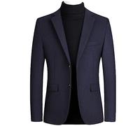Youllyuu Autunno Inverno Giacche di Lana Per Gli Uomini Casual Affari Solido Abiti Blazer Cappotto, Blu marino., 3XL