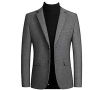 Youllyuu Autunno Inverno Giacche di Lana Per Gli Uomini Casual Affari Solido Abiti Blazer Cappotto, grigio, XL