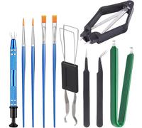 Youmile 10 pezzi Kit estrattore IC Strumento per la rimozione dei chip Estrattore a 4 griffe Estrattore per interruttori Estrattore per tasti spazzola per pinzette Estrattore a U Estrattore a U